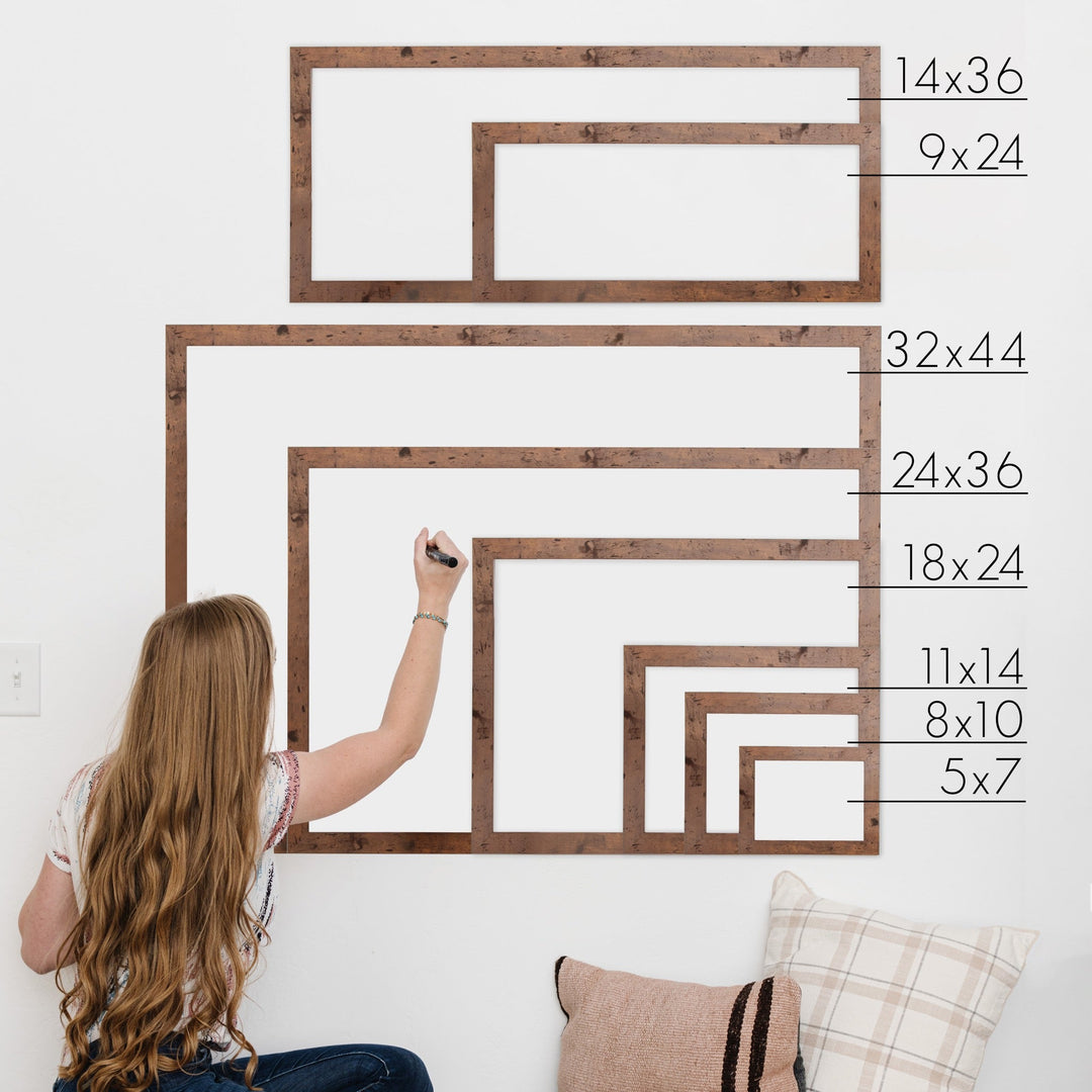 Monthly Framed Whiteboard Calendar + 4 sections | Horizontal Knope