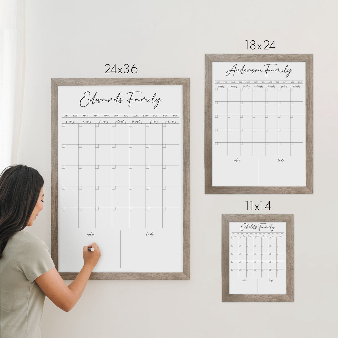 Monthly Framed Whiteboard Calendar + 2 sections | Vertical Pennington