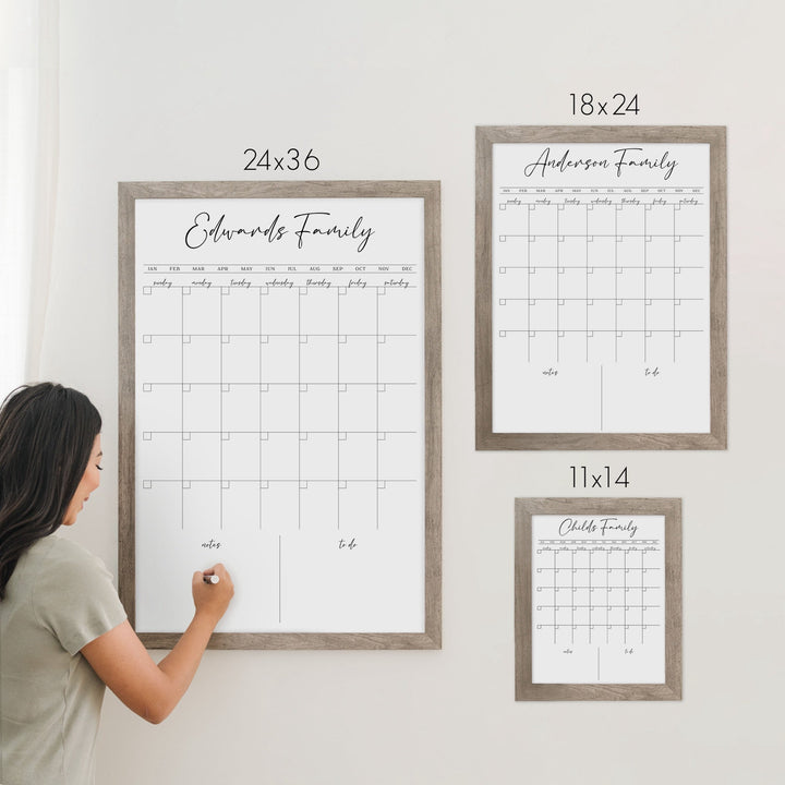 Monthly Framed Whiteboard Calendar + 2 sections | Vertical Pennington