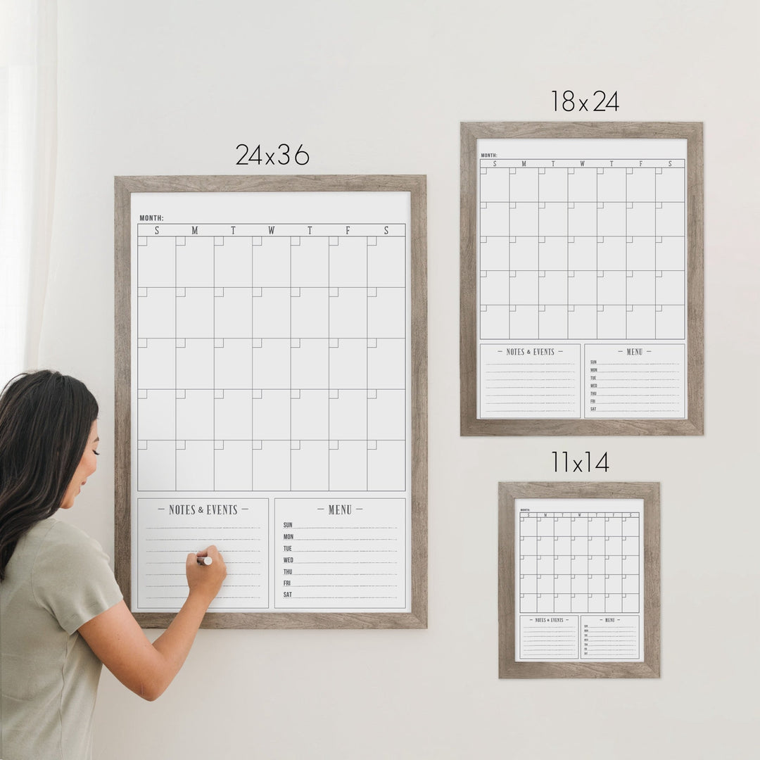 Monthly Framed Whiteboard Calendar + 2 sections | Vertical Swanson