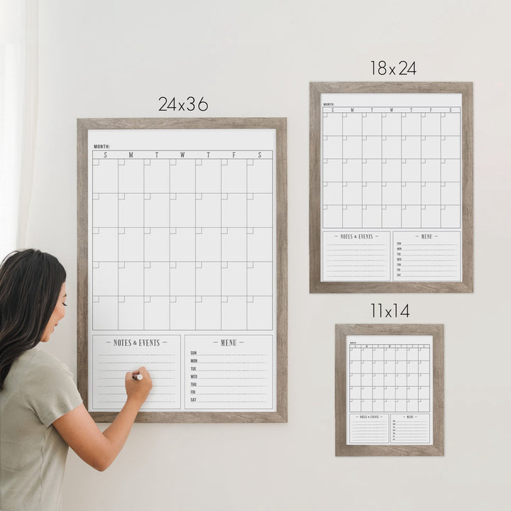 Monthly Framed Whiteboard Calendar + 2 sections | Vertical Swanson