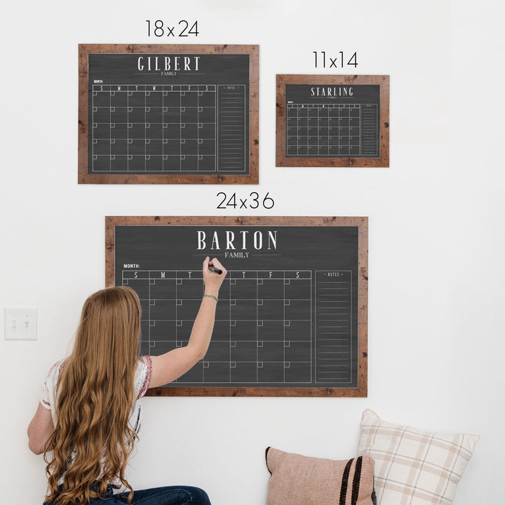 Monthly Framed Chalkboard Calendar + 1 section | Horizontal Swanson