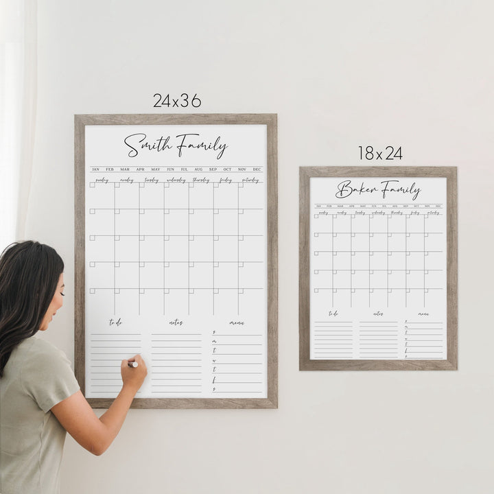 Monthly Framed Whiteboard Calendar + 3 sections | Vertical Pennington