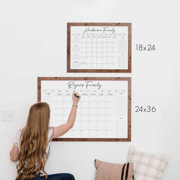 Week & Month Combo Framed Whiteboard + 6 sections | Horizontal Pennington