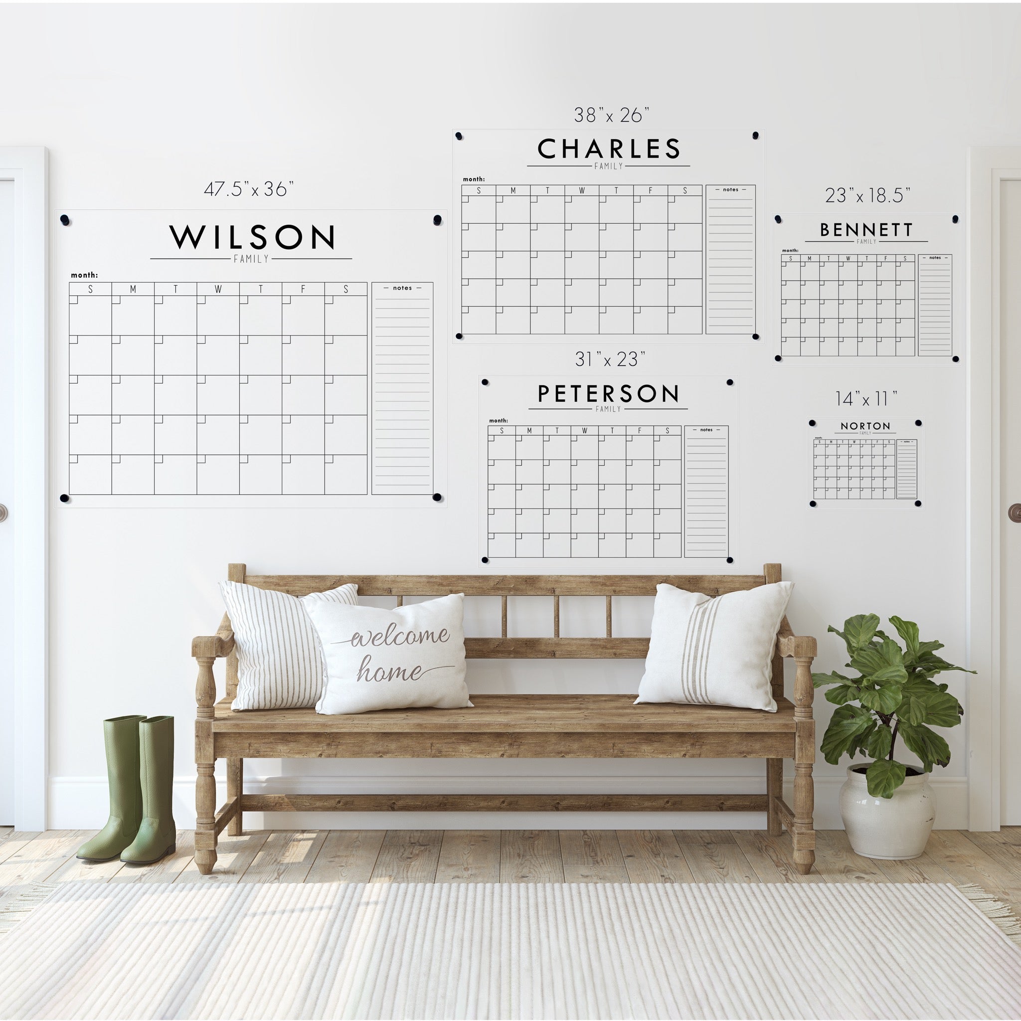 Monthly Acrylic Calendar + 1 Section | Horizontal Craig