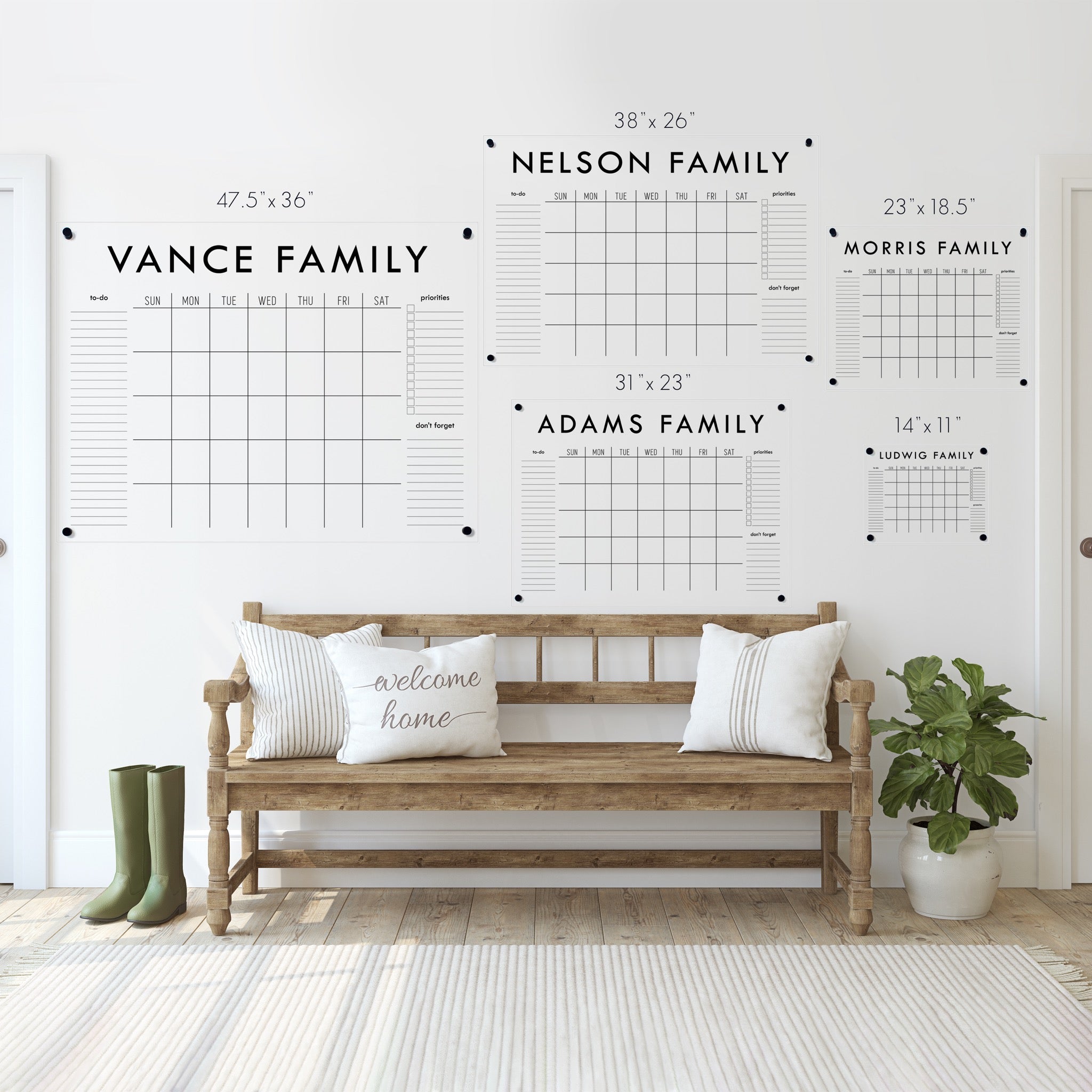 Monthly Acrylic Calendar + 3 Sections | Horizontal Madi