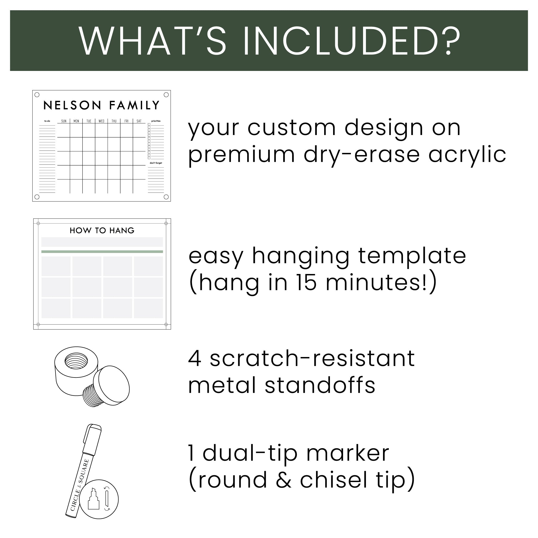 2 Month Acrylic Calendar + 4 Sections | Horizontal Craig
