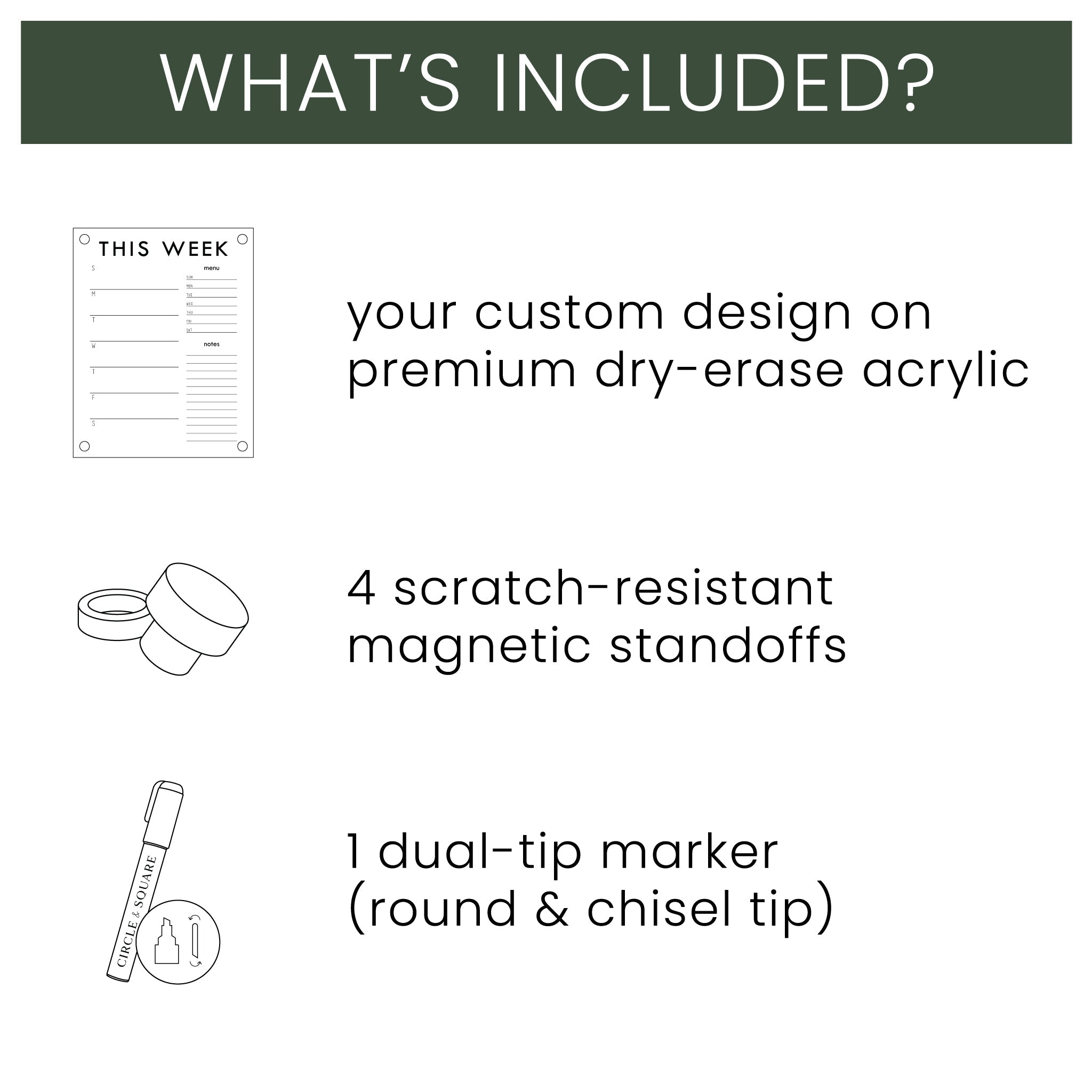 Weekly Acrylic Fridge Calendar + 2 Sections | Horizontal Madi
