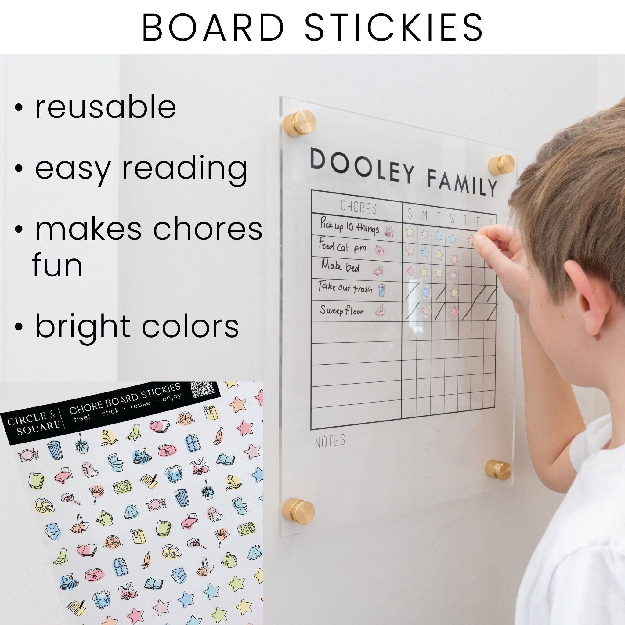 4 Person Acrylic Chore Chart | Horizontal Craig