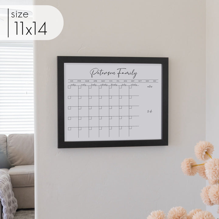 Monthly Framed Whiteboard Calendar + 2 sections | Horizontal Pennington