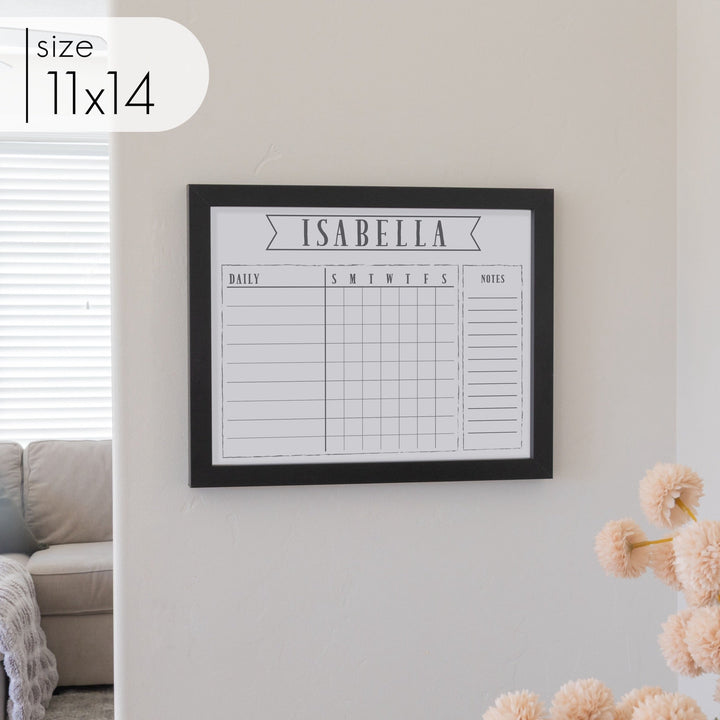 1 Person Framed Whiteboard Chore Chart | Horizontal Swanson