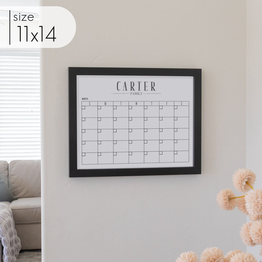 Monthly Framed Whiteboard Calendar | Horizontal Swanson