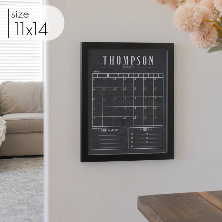 Monthly Framed Chalkboard Calendar + 2 sections | Vertical Swanson