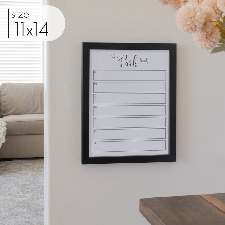 Weekly Framed Whiteboard Calendar | Vertical Knope