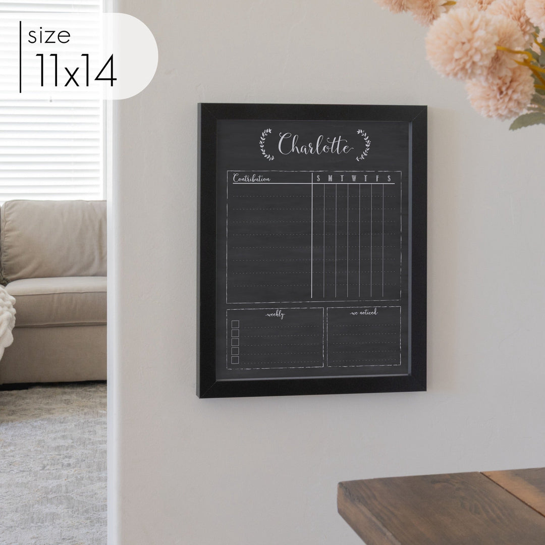 1 Person Framed Chalkboard Chore Chart  | Vertical Eagleton