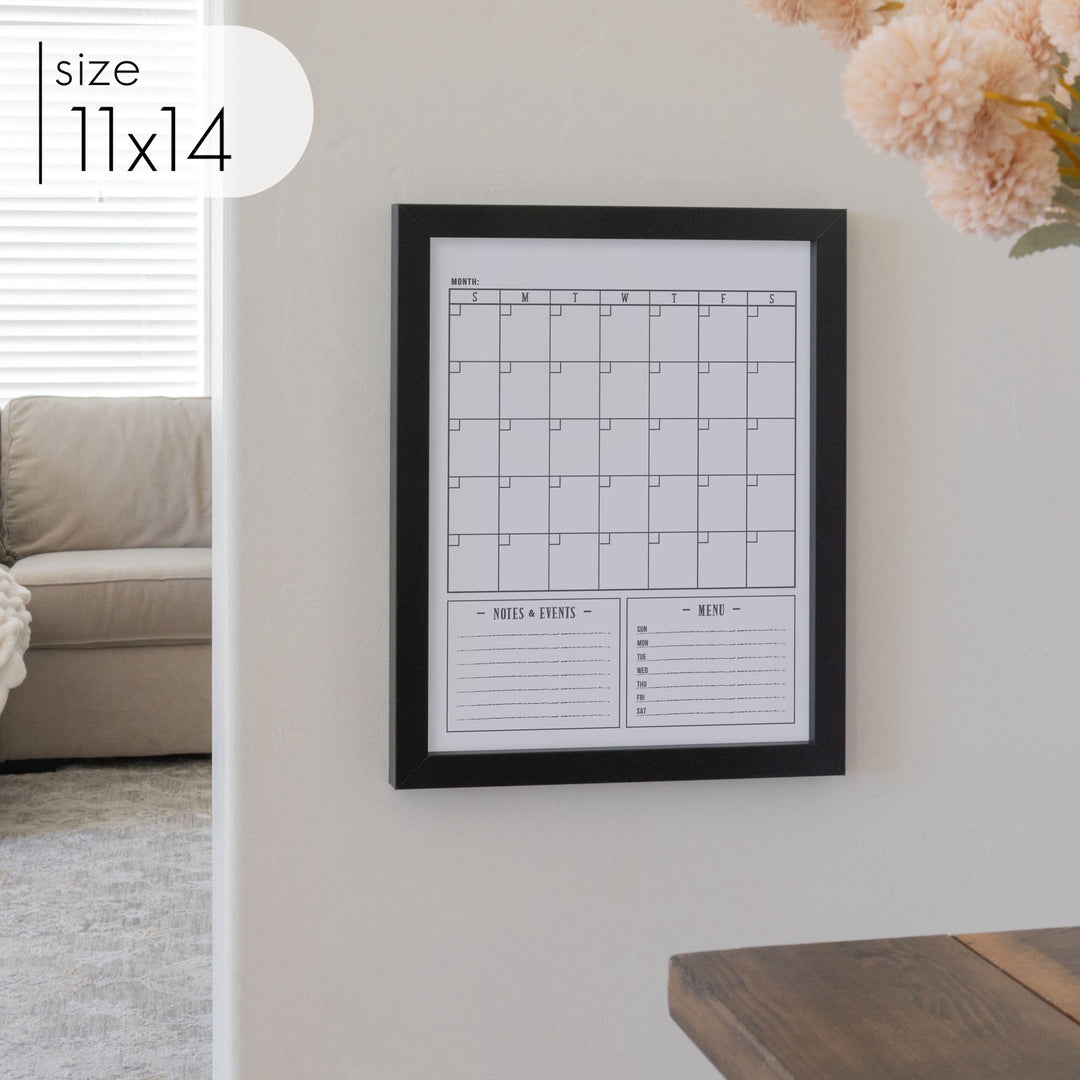 Monthly Framed Whiteboard Calendar + 2 sections | Vertical Multi-style