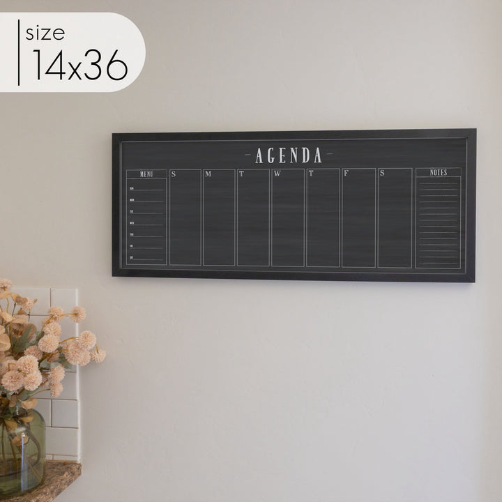 Slim Weekly Framed Chalkboard + 2 sections | Horizontal Swanson