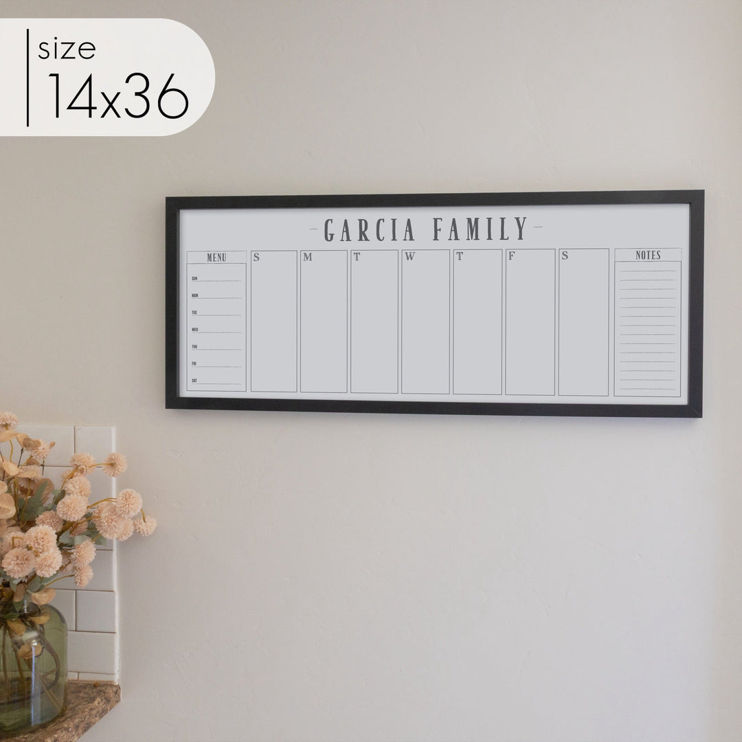 Slim Weekly Framed Whiteboard + 2 sections | Horizontal Swanson