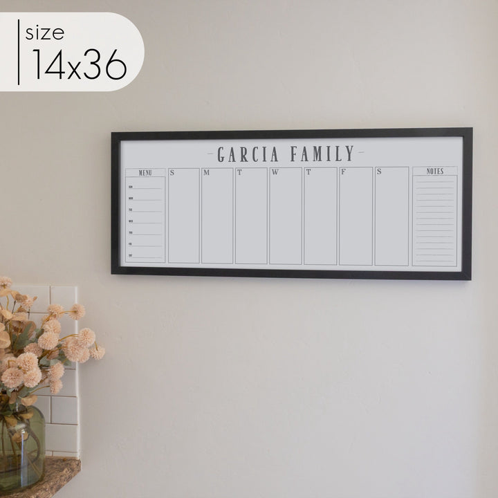 Slim Weekly Framed Whiteboard + 2 sections | Horizontal Swanson