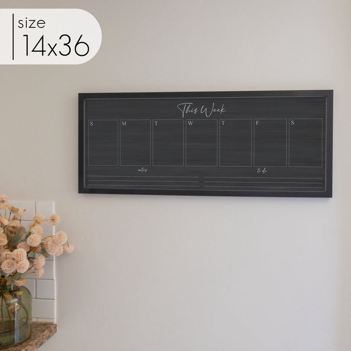 Slim Weekly Framed Chalkboard + 2 sections | Horizontal Pennington
