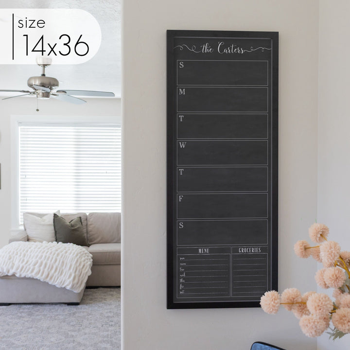 Slim Weekly Framed Chalkboard + 2 sections | Vertical Knope