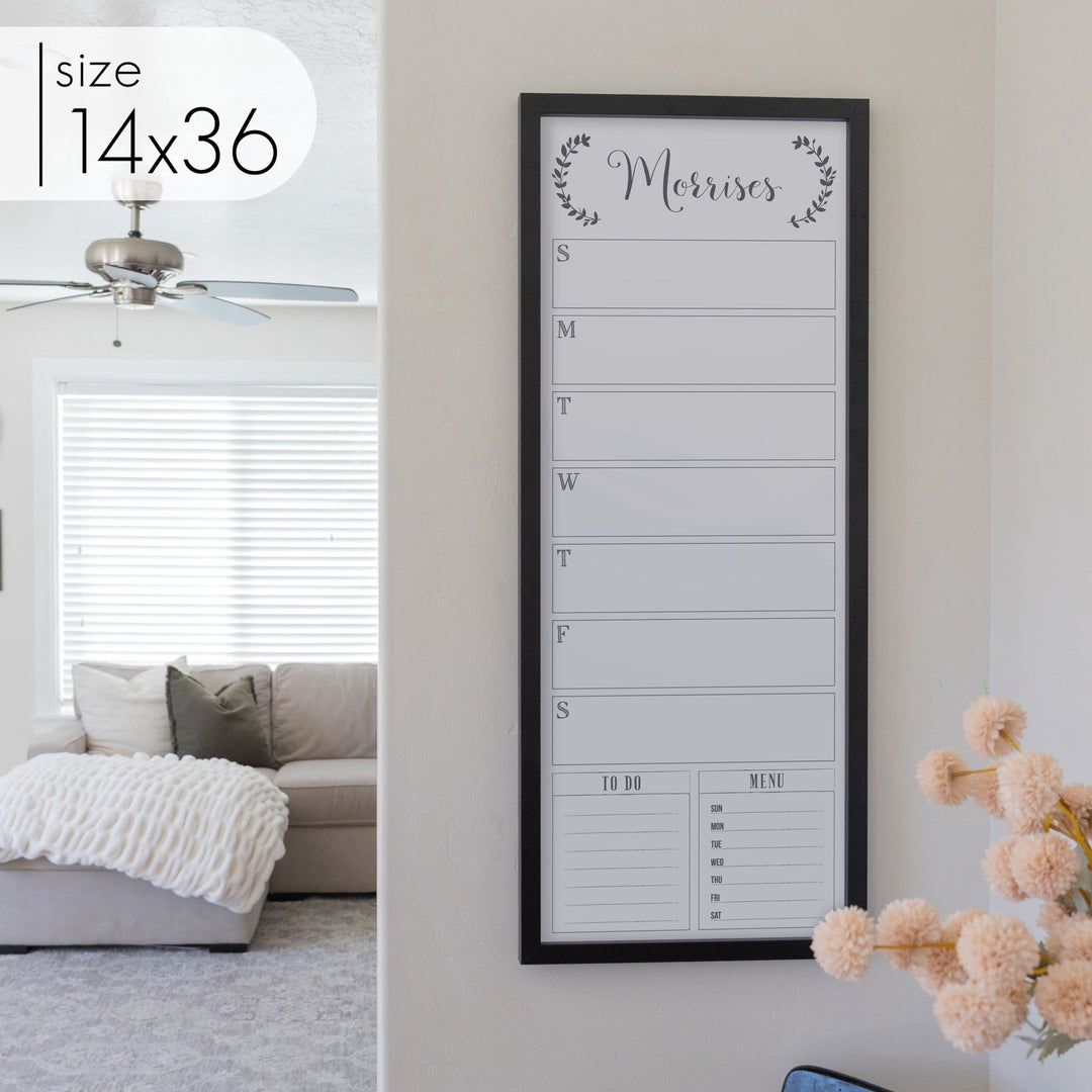 Slim Weekly Framed Whiteboard + 2 sections | Vertical Eagleton