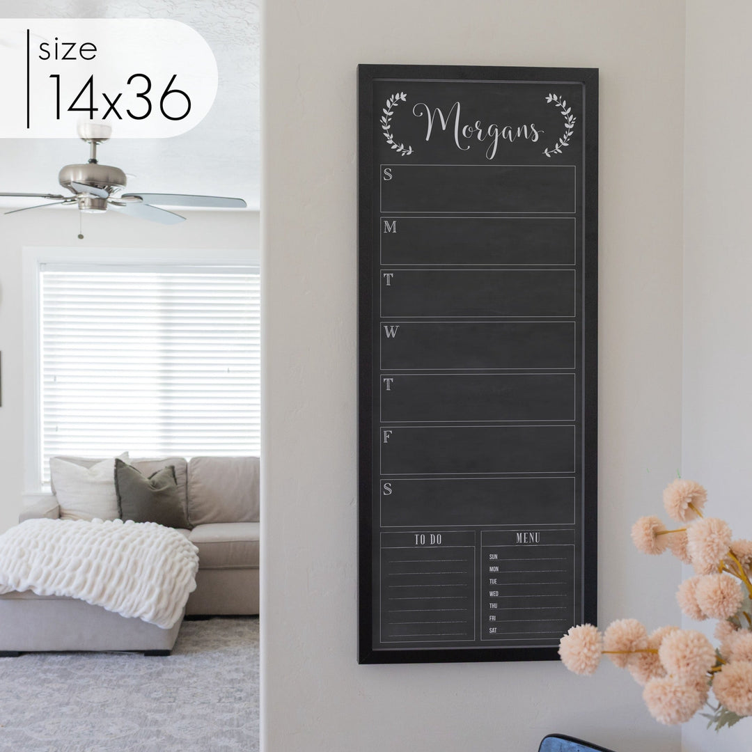 Slim Weekly Framed Chalkboard + 2 sections | Vertical Eagleton