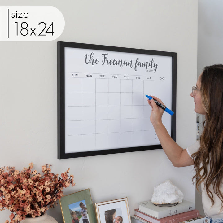 Monthly Framed Whiteboard Calendar + 2 sections | Horizontal Perkins