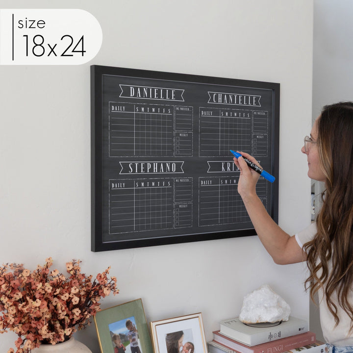 4 Person Framed Chore Chart Chalkboard | Horizontal Swanson