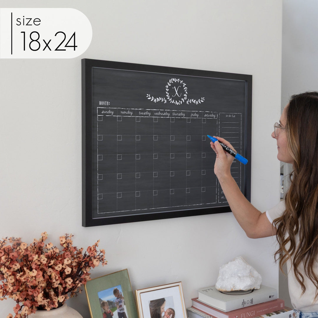 Monthly Framed Chalkboard Calendar + 2 sections | Horizontal Donna
