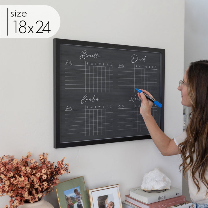 4 Person Framed Chore Chart Chalkboard | Horizontal Pennington