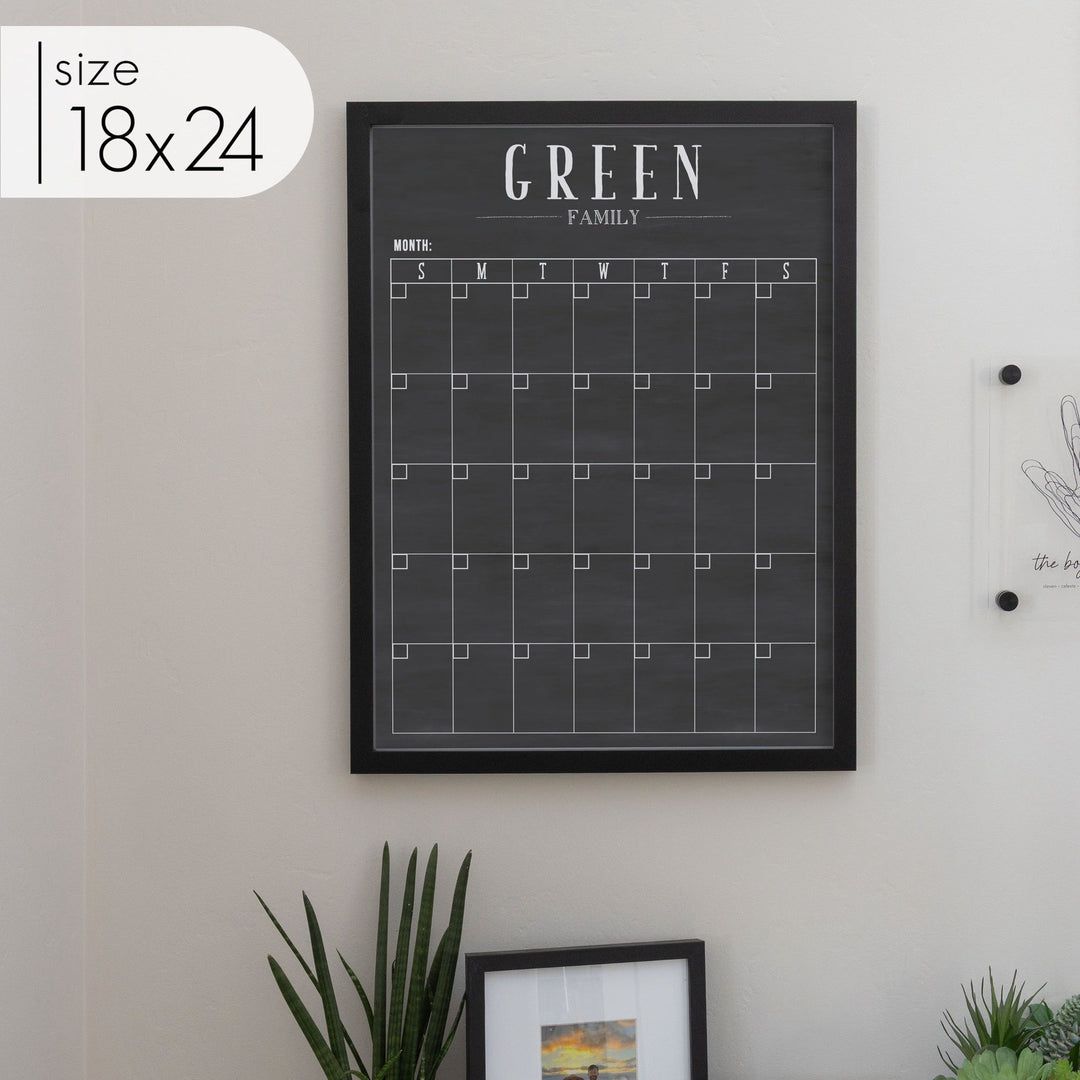 Monthly Framed Chalkboard Calendar | Vertical Swanson