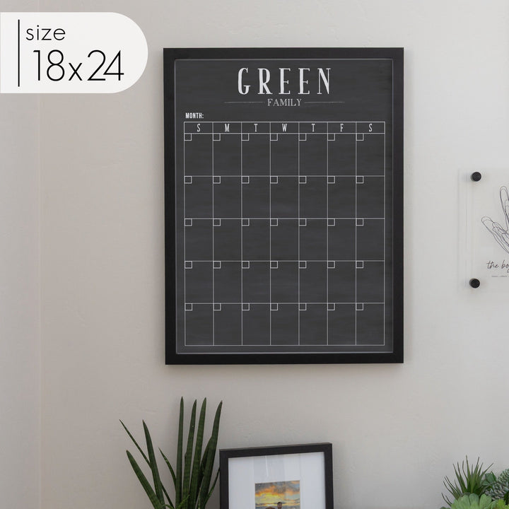 Monthly Framed Chalkboard Calendar | Vertical Swanson