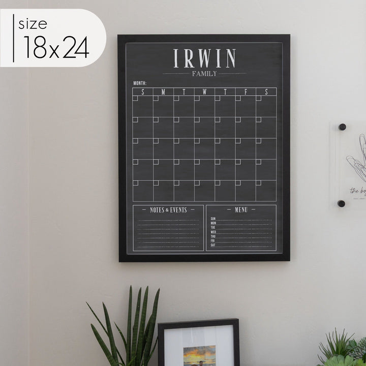 Monthly Framed Chalkboard Calendar + 2 sections | Vertical Swanson