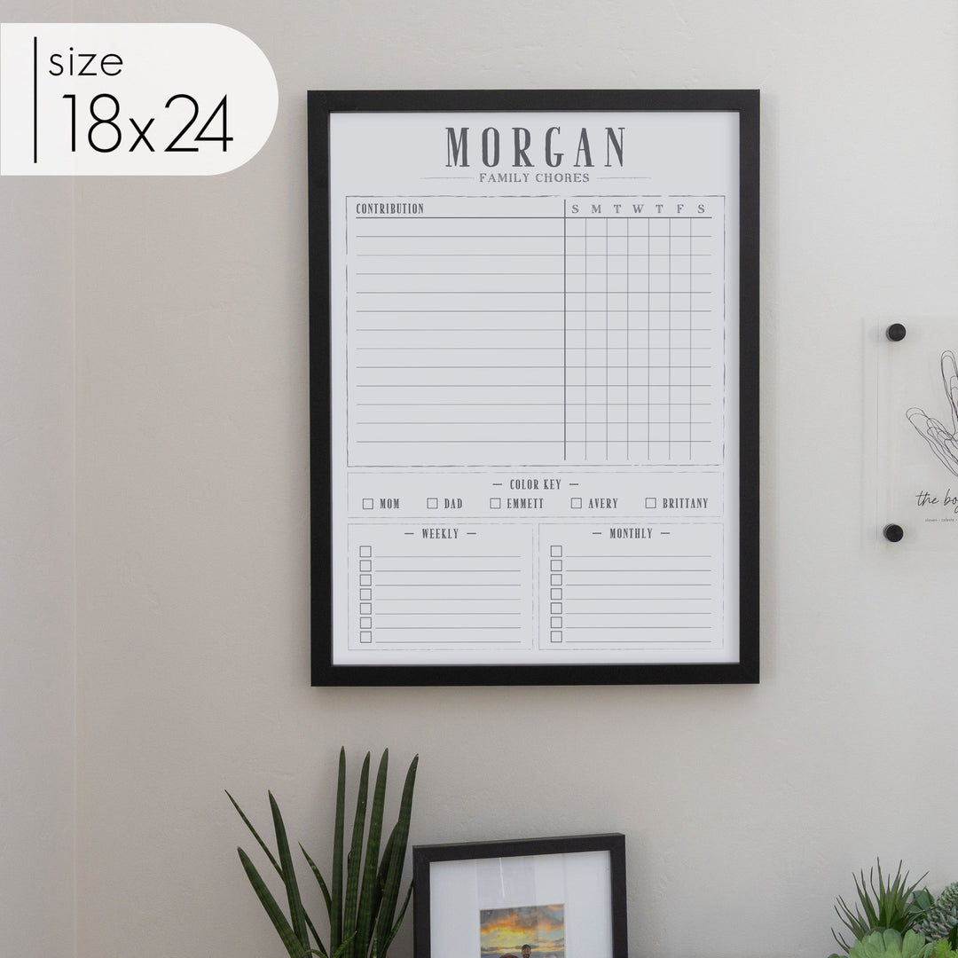 Framed Whiteboard Family Chore Chart | Vertical Swanson