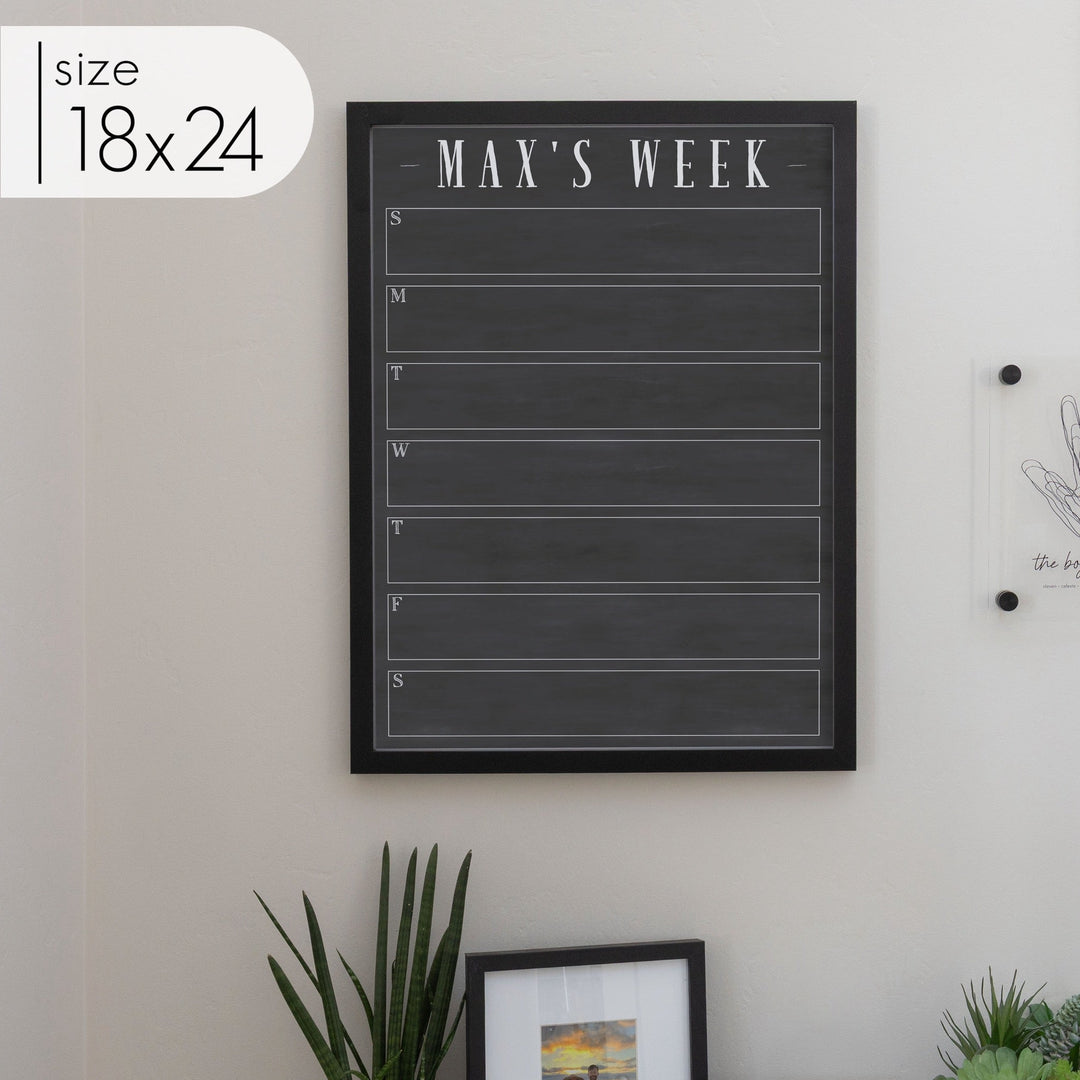 Weekly Framed Chalkboard Calendar | Vertical Swanson