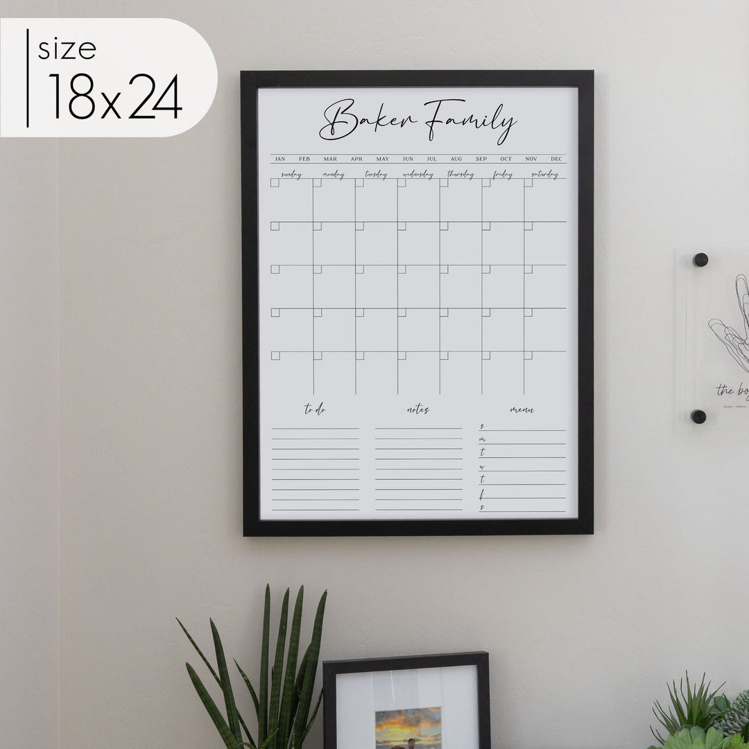 Monthly Framed Whiteboard Calendar + 3 sections | Vertical Pennington