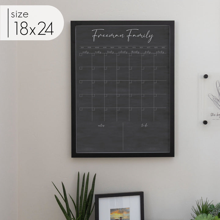 Monthly Framed Chalkboard Calendar + 2 sections | Vertical Pennington