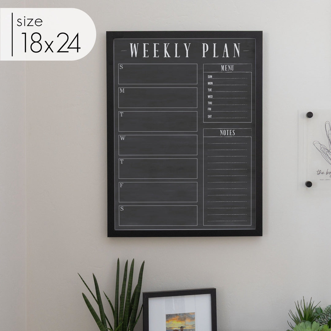 Weekly Framed Chalkboard Calendar + 2 sections | Vertical Swanson