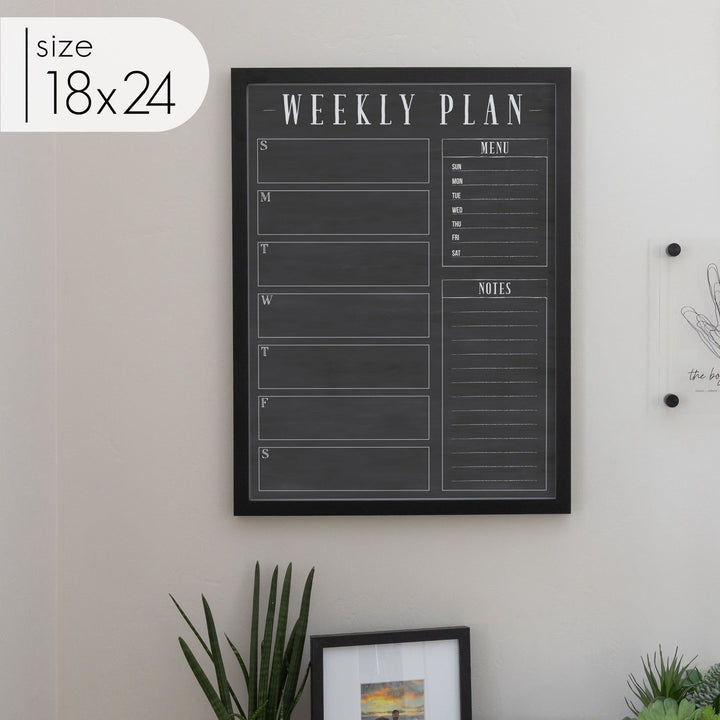 Weekly Framed Chalkboard Calendar + 2 sections | Vertical Swanson