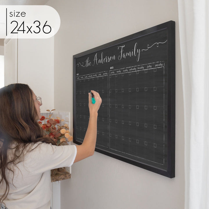 2 Month Framed Chalkboard Calendar | Horizontal Knope