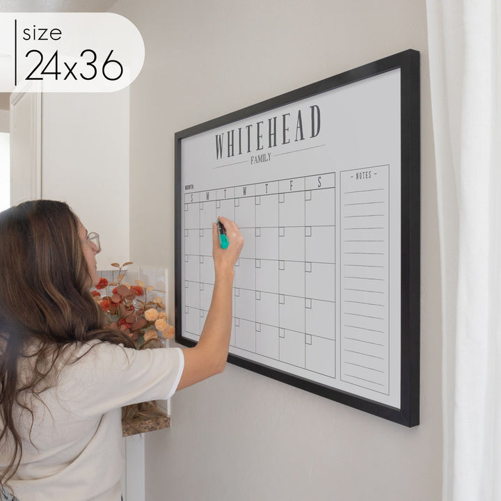 Monthly Framed Whiteboard Calendar + 1 section | Horizontal Swanson