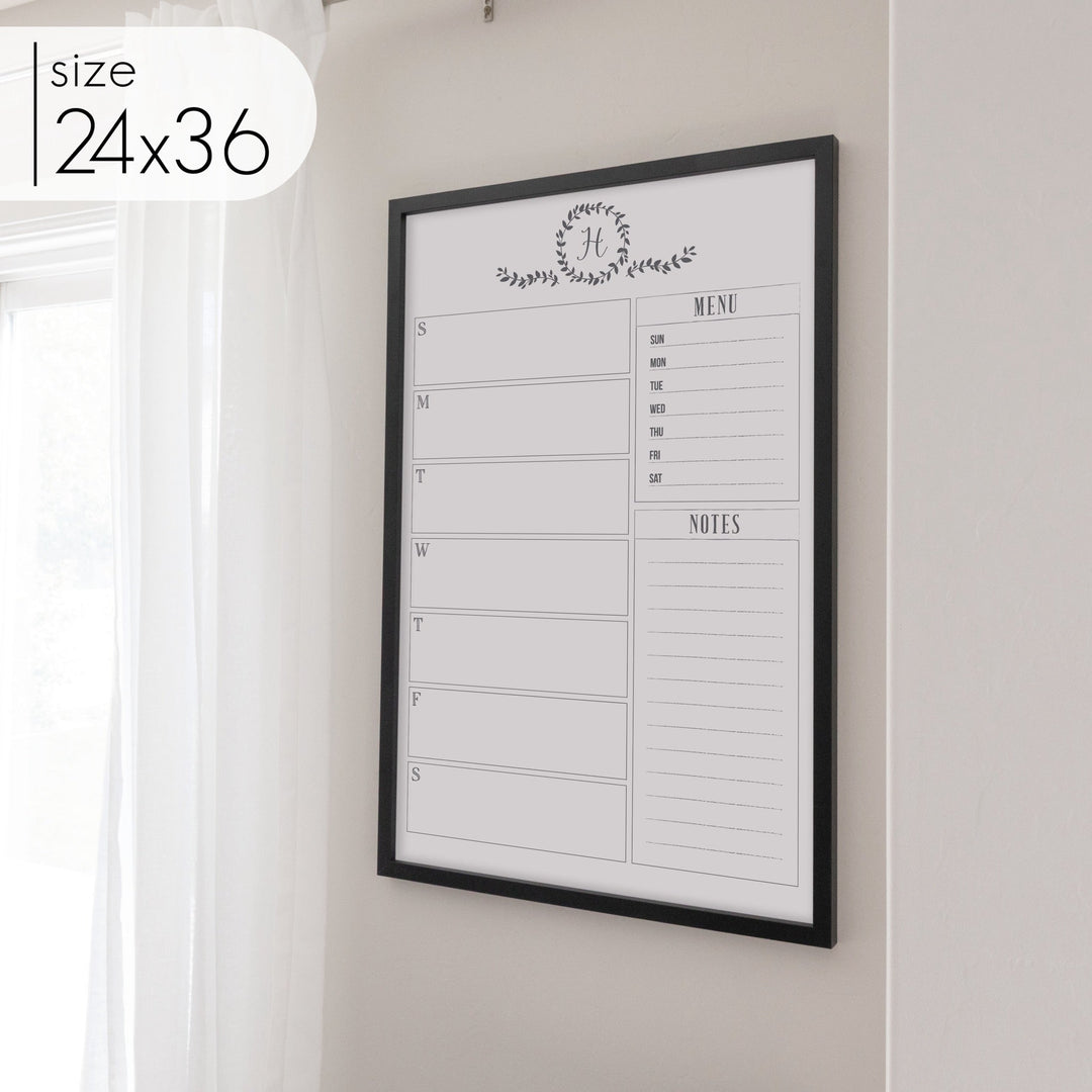 Weekly Framed Whiteboard Calendar + 2 sections | Vertical Donna