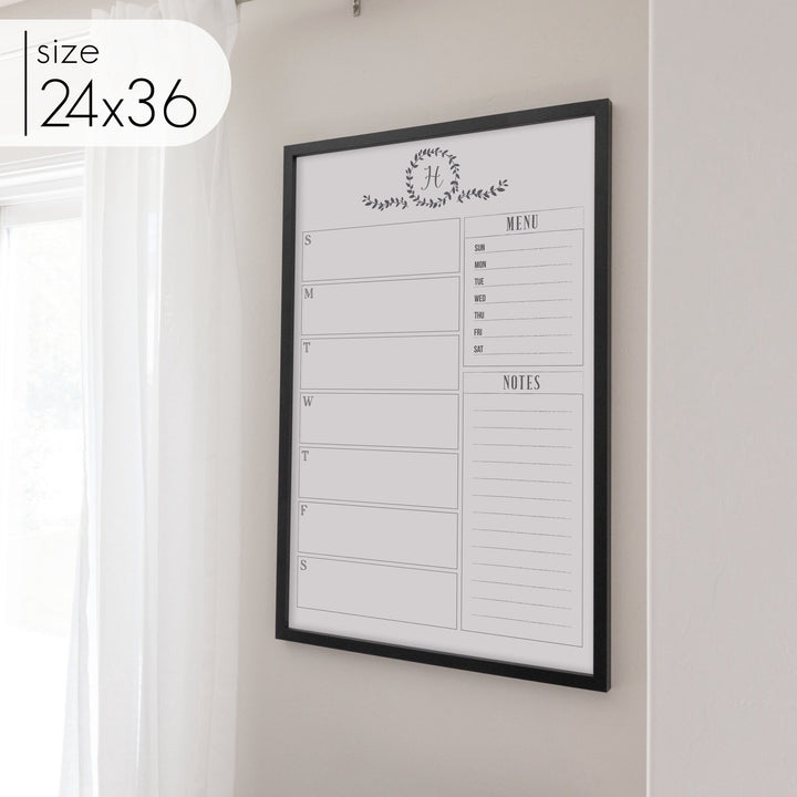 Weekly Framed Whiteboard Calendar + 2 sections | Vertical Donna