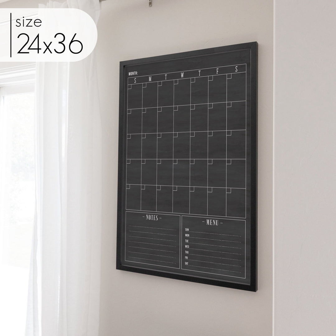 Monthly Framed Chalkboard Calendar + 2 sections | Vertical Multi-style