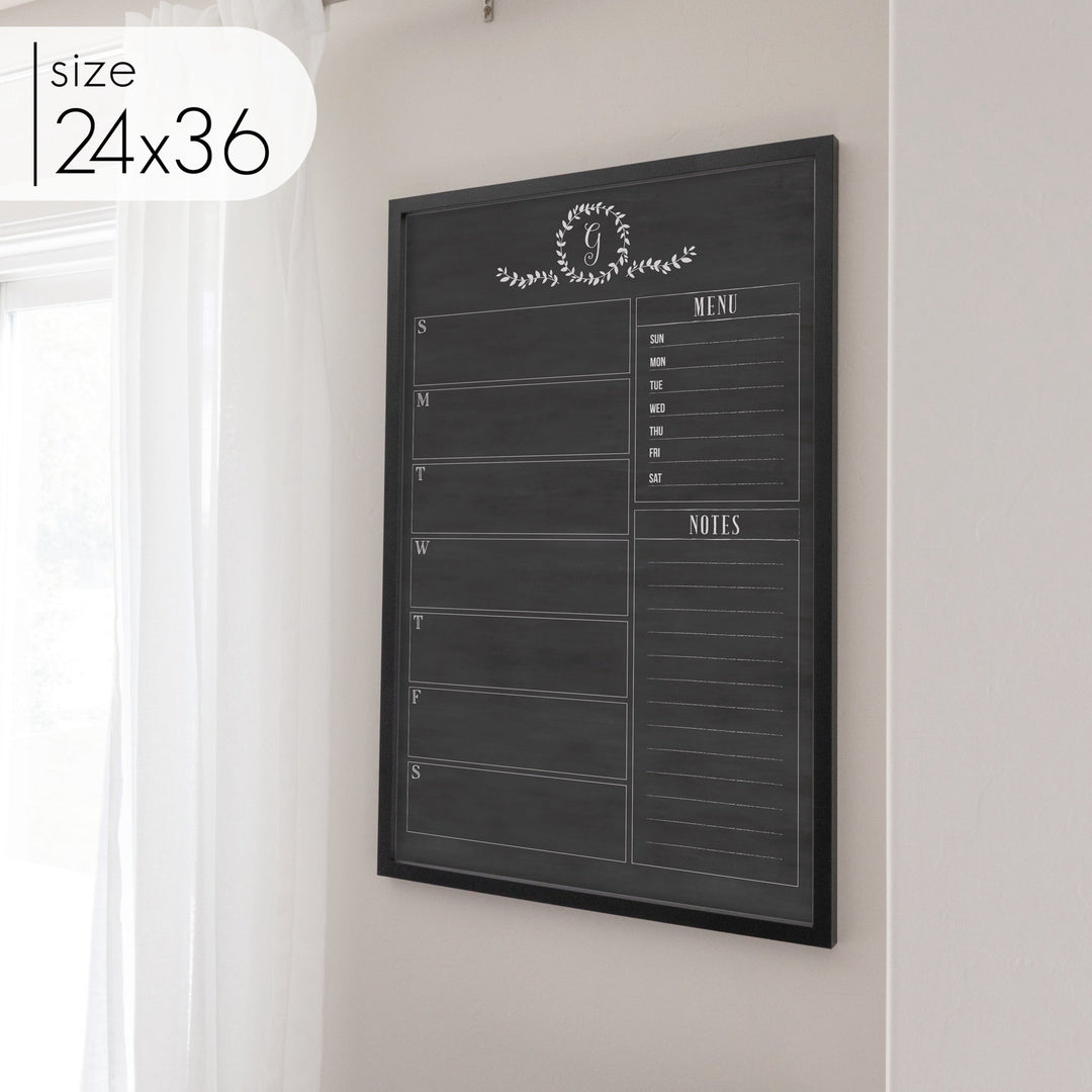 Weekly Framed Chalkboard Calendar + 2 sections | Vertical Donna