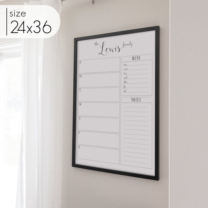 Weekly Framed Whiteboard Calendar + 2 sections | Vertical Knope
