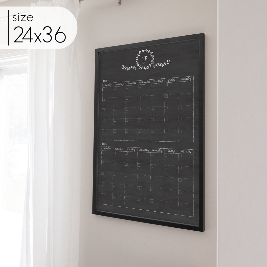 2 Month Framed Chalkboard Calendar | Vertical Donna