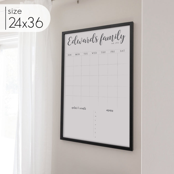 Monthly Framed Whiteboard Calendar + 2 sections | Vertical Perkins