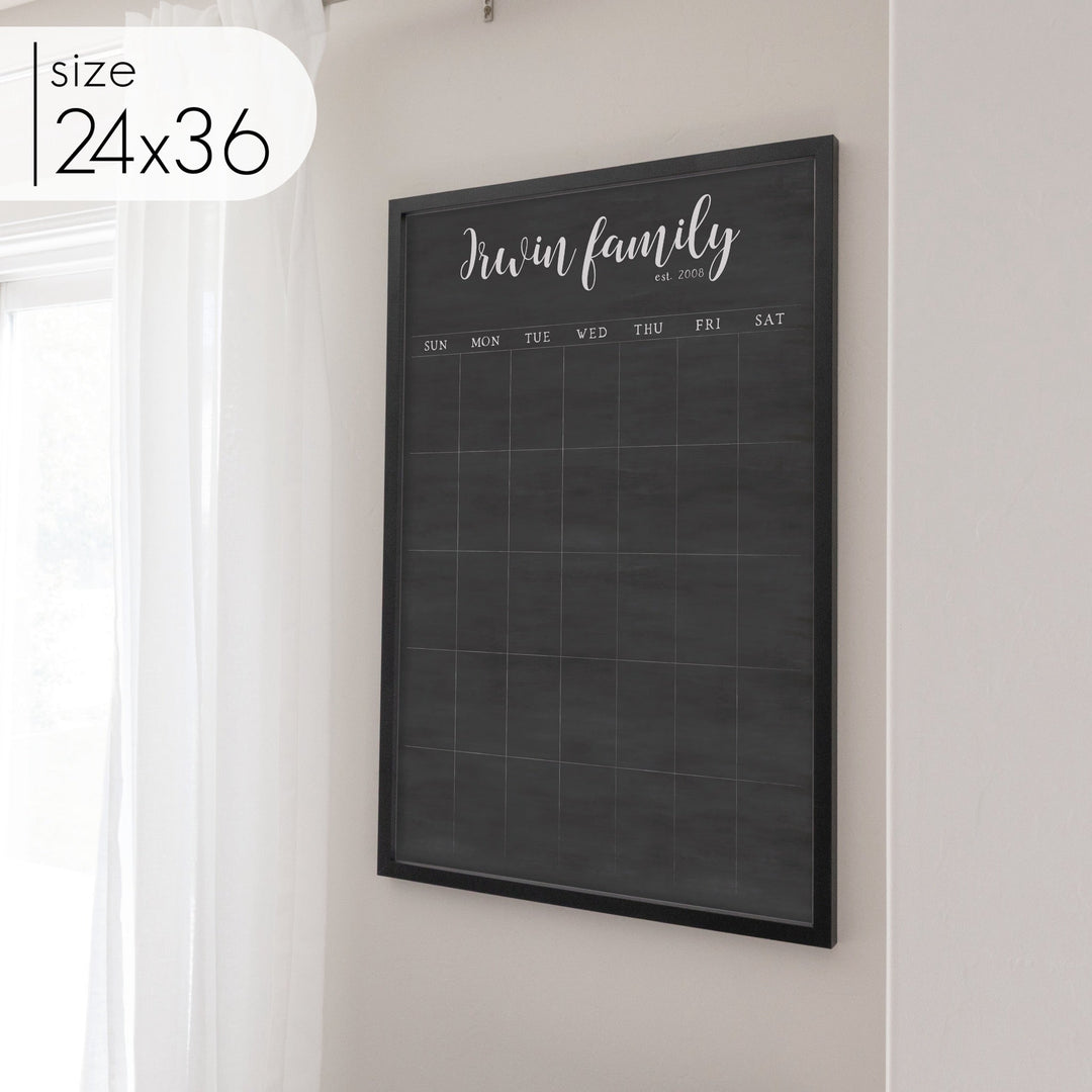 Monthly Framed Chalkboard Calendar | Vertical Perkins